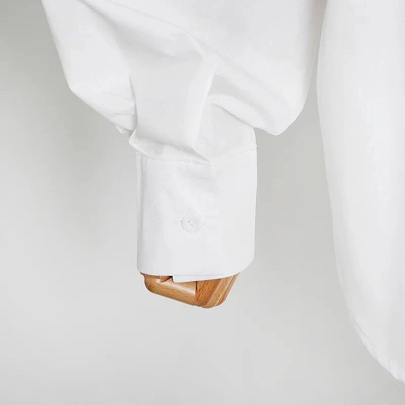 LAYVA WHITE SHIRT with PUFF SleeveS and CROSS DENIM VEST 2 PIECE SET - Image 6