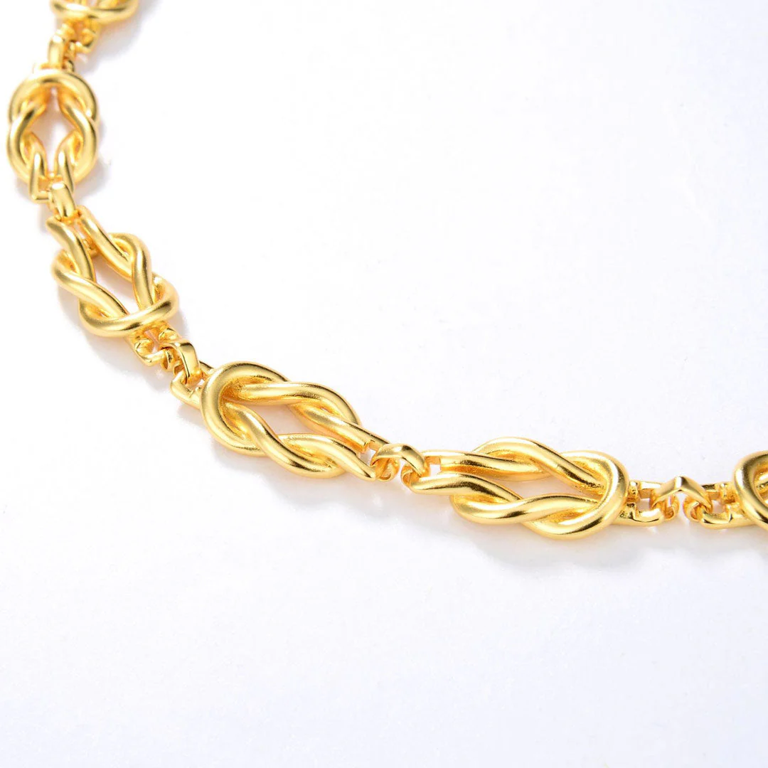 Unique Gold Tone Braided Chain Link Choker NeckLace - Gold - Image 3