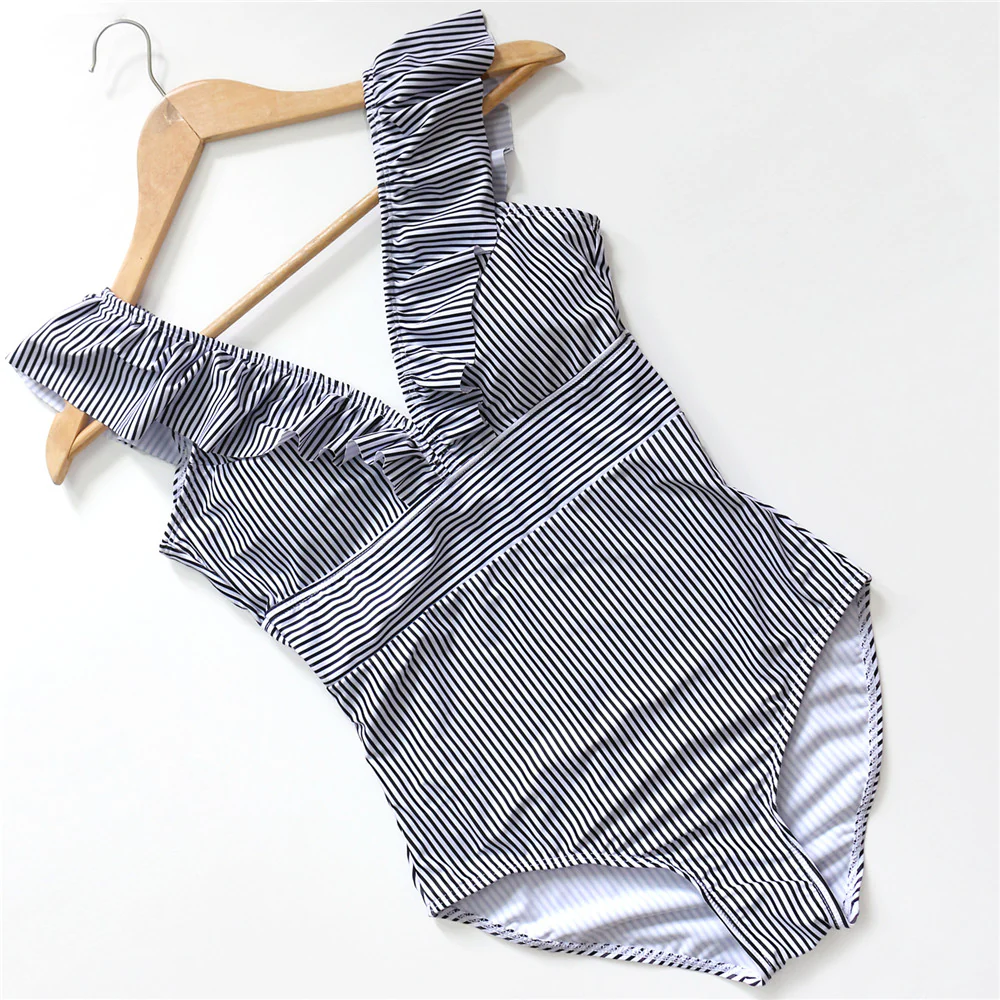 V Neck Ruffled Padded High Waist Monokini - Image 22