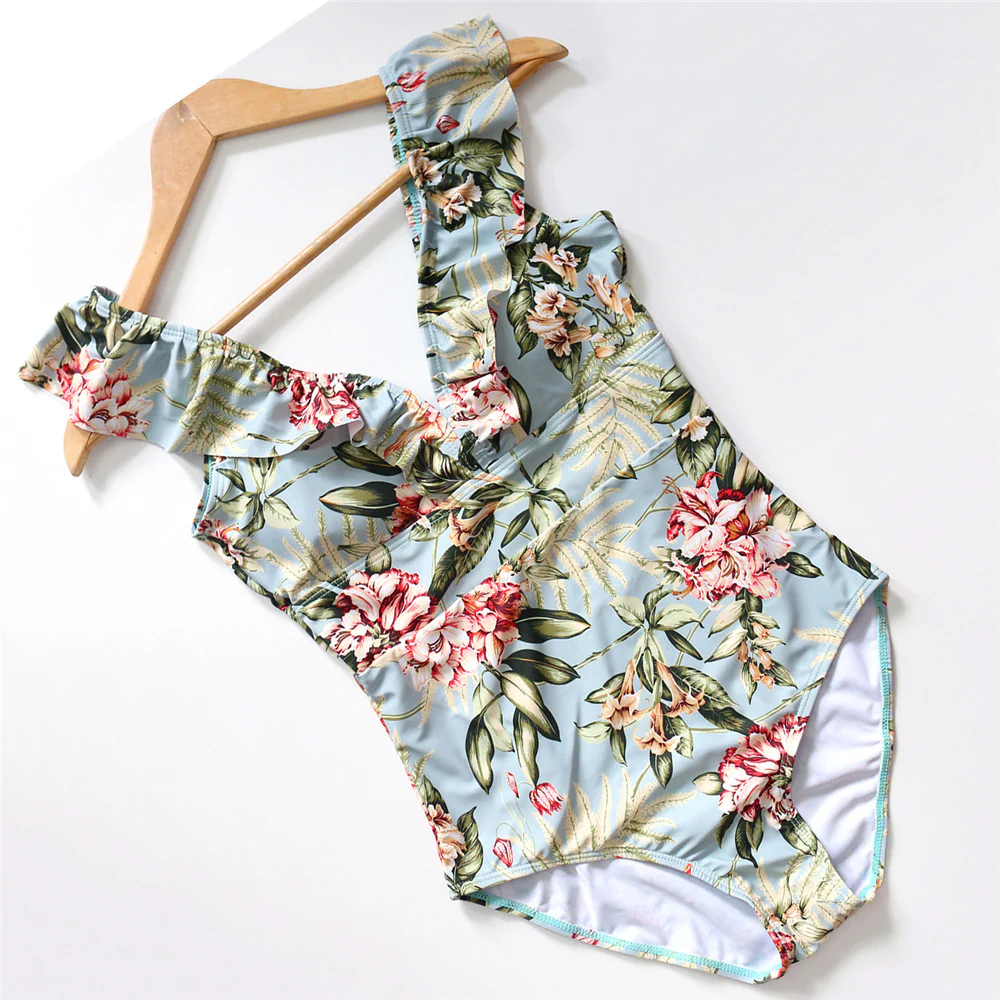 V Neck Ruffled Padded High Waist Monokini - Image 26