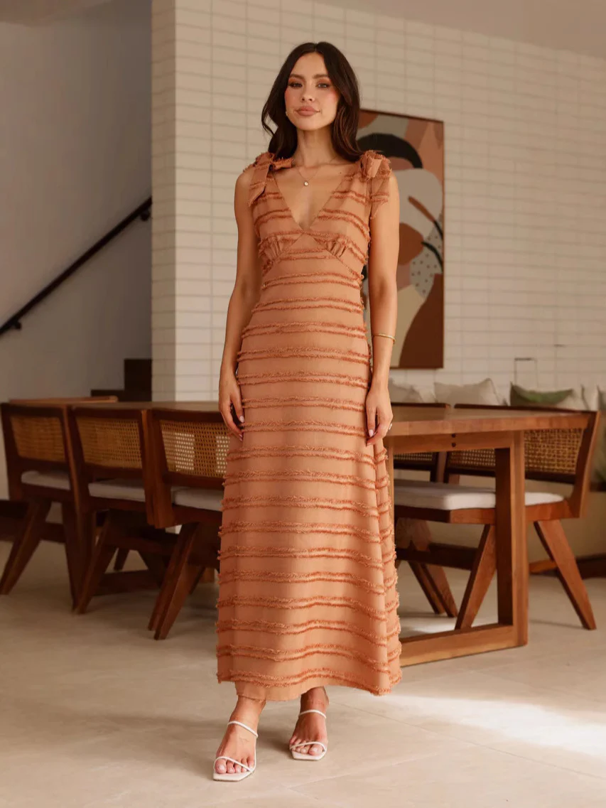 V-neck textured dress