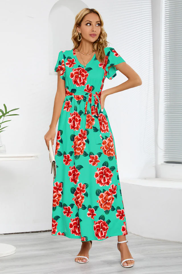 V-Neck Vacation A-line Midi Dress - Image 11