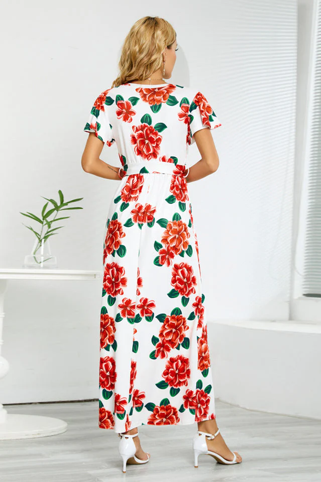 V-Neck Vacation A-line Midi Dress - Image 8