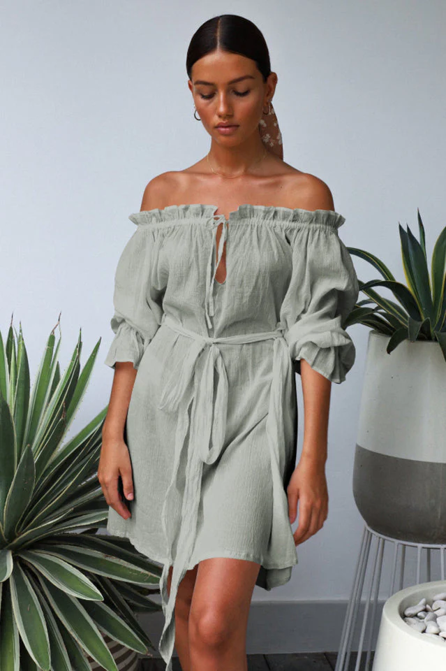 Vacay Off Shoulder Boho Mini Dress - Image 17