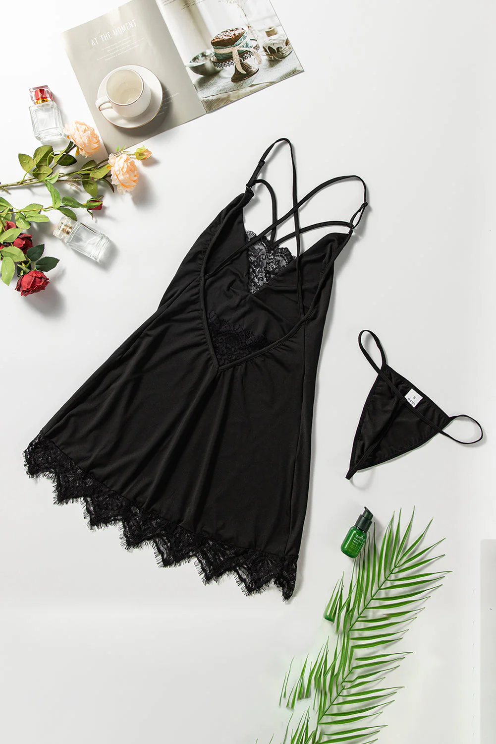 Valentine Day Black Lace With Desire Babydoll Set - Image 11