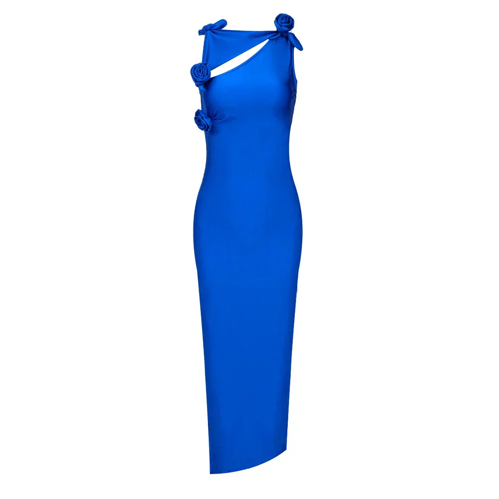 MAXI Dress with SIDE SLIT and FLowER BOWS - Image 10