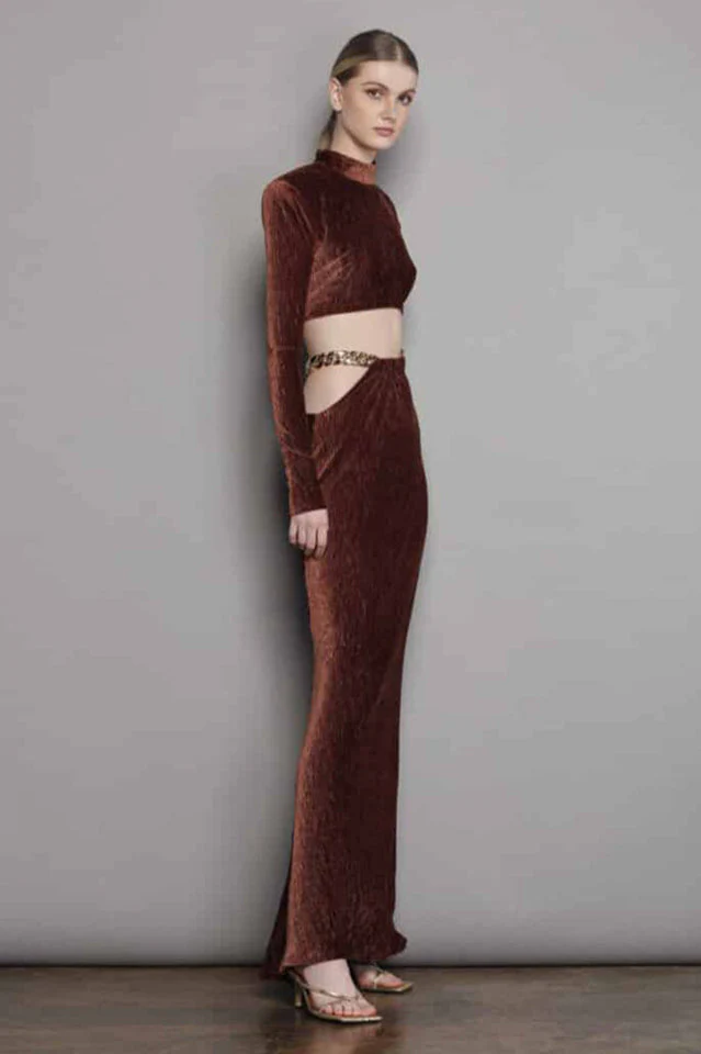 Velour Short Top + Skirt Two Piece Set - Image 4