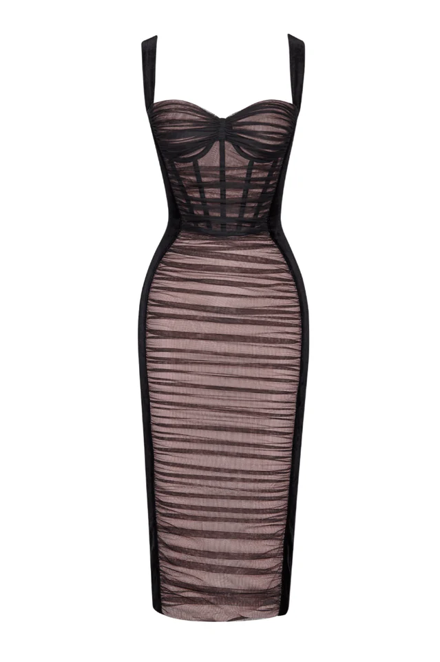 Velvet Soft Net Midi Dress - Image 15