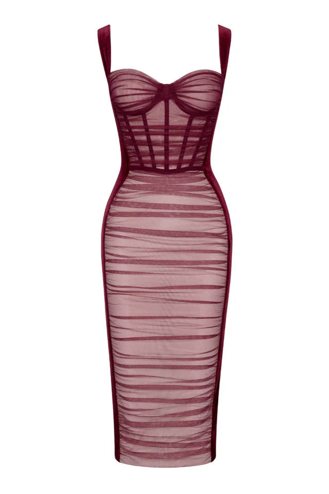 Velvet Soft Net Midi Dress - Image 9
