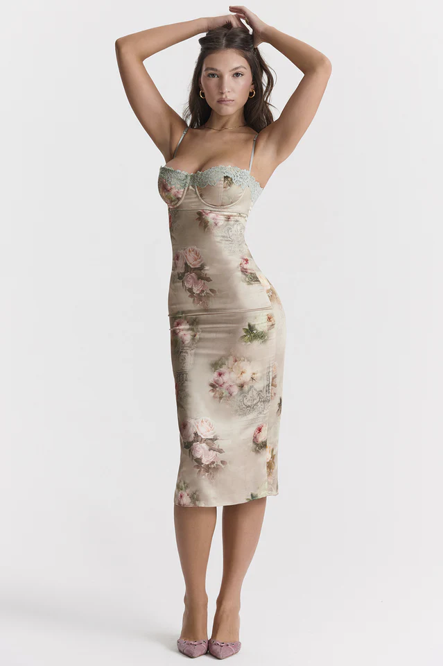 Venus Vintage Floral Midi Dress - Image 6