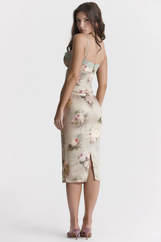 Venus Vintage Floral Midi Dress - Image 8