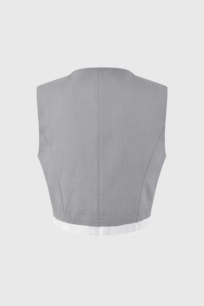 Vest and Midi Skirt 2-Piece Set - Grey - Image 2