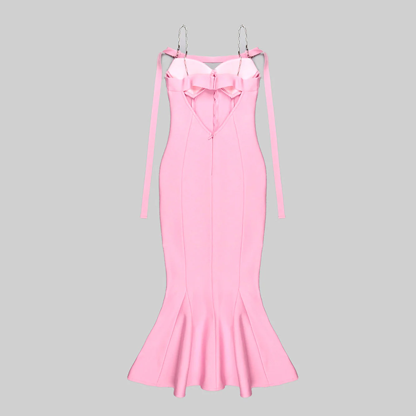 ARINNA PINK FRILLED BOTTOM BODYCON MIDI Dress - Image 17
