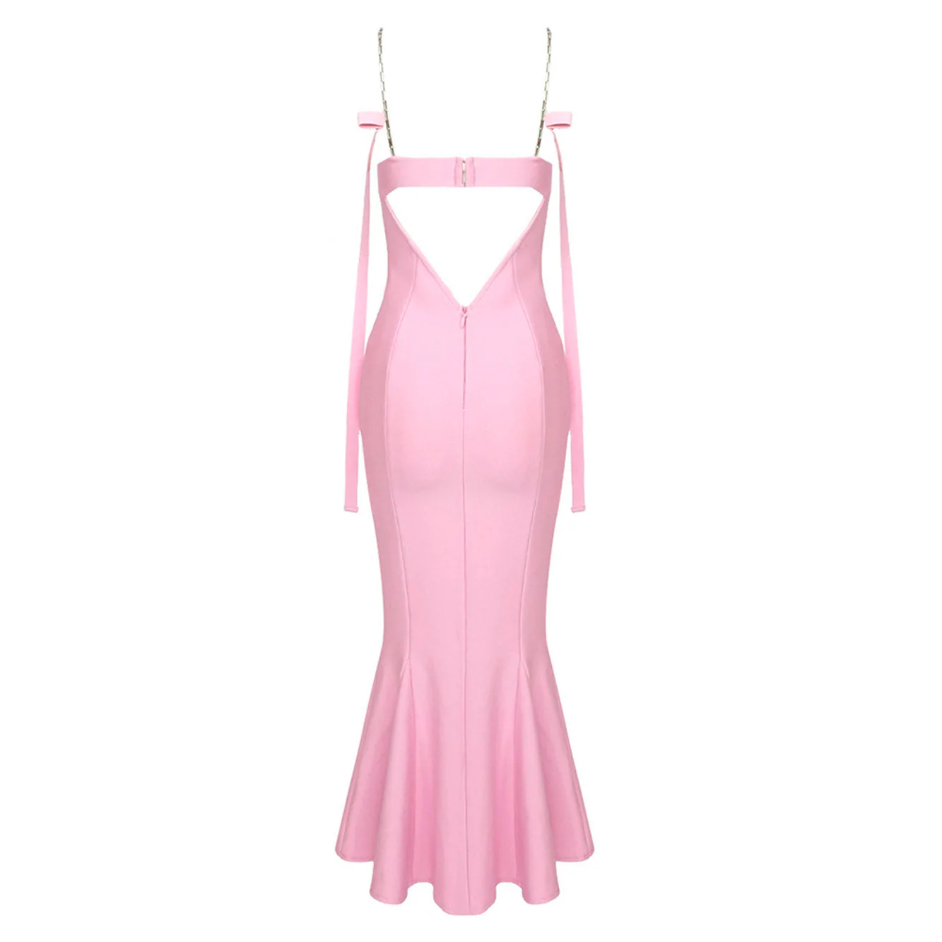 ARINNA PINK FRILLED BOTTOM BODYCON MIDI Dress - Image 3