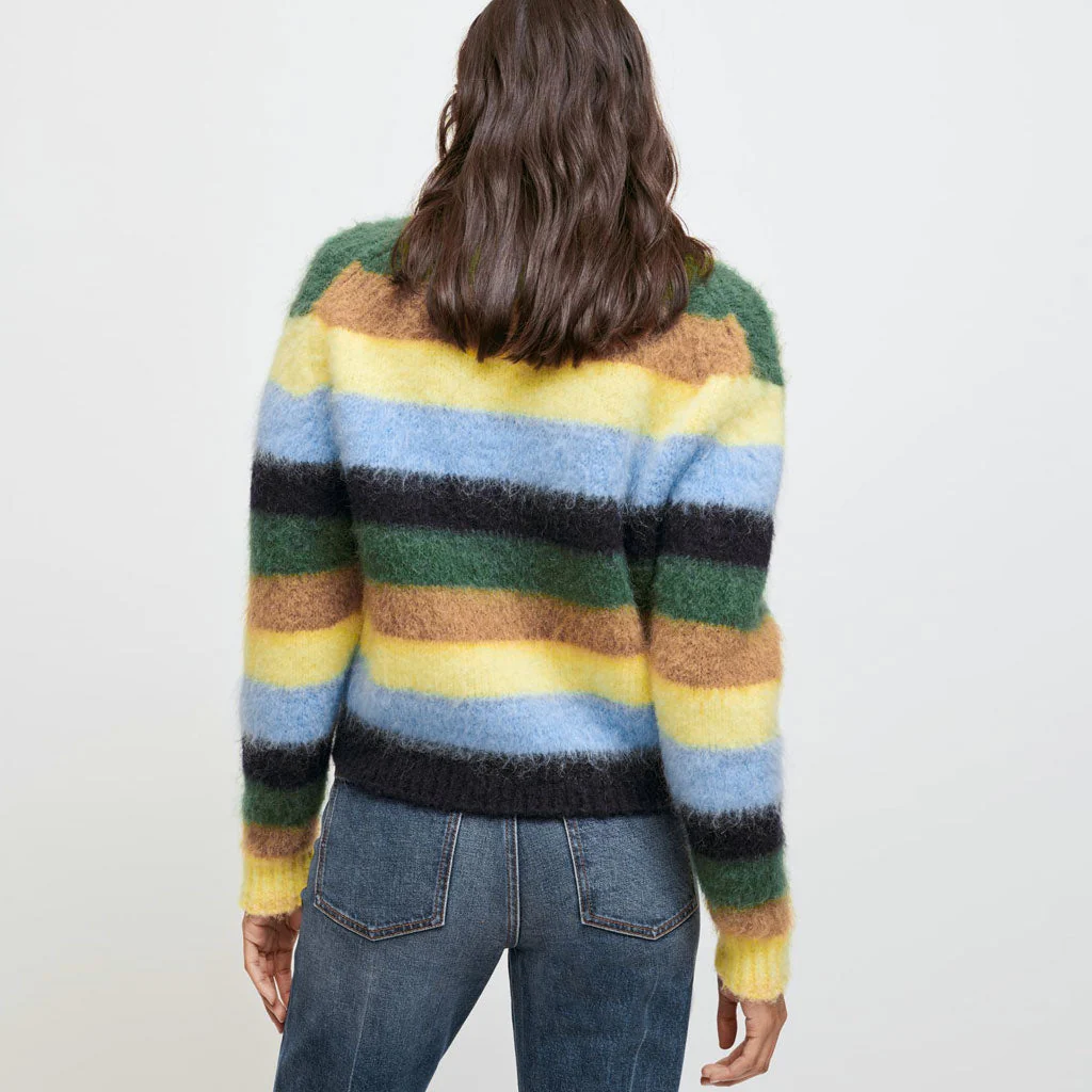 Vibrant Melange Striped Long Sleeve Pullover Sweater - Multicolor - Image 3