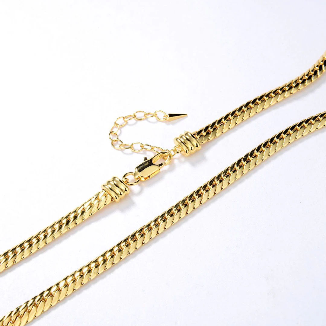 Vintage Gold Tone Snake Effect Chain Choker NeckLace - Gold - Image 3