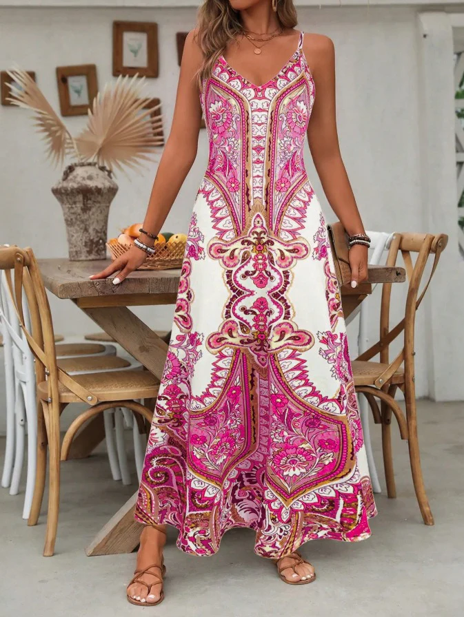 Vintage Print Summer Maxi Dress - Image 3