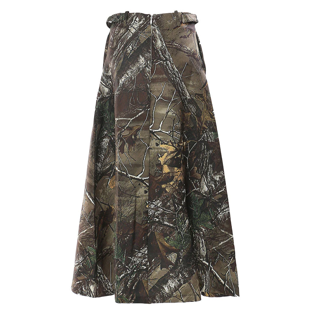 Vintage Style Buttoned Belt High Waist A Line Jungle Print Midi Skirt - Image 2