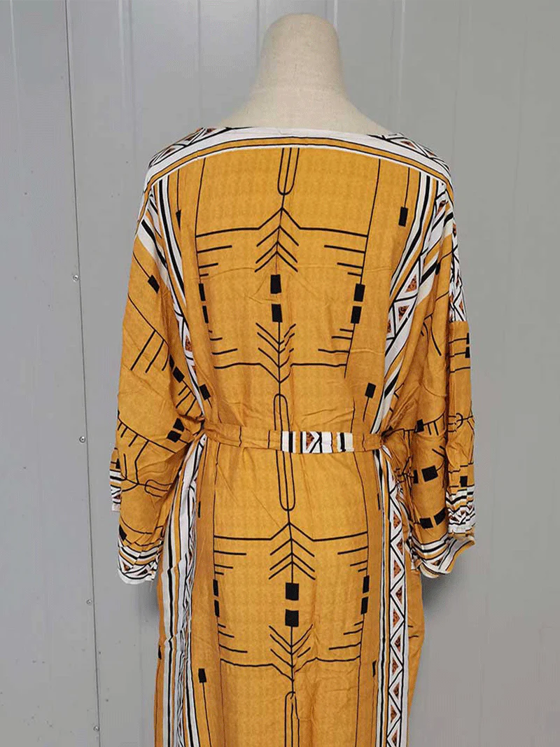 Printed Different Colors Polyester Long Length Gown Kimono Duster Robe - Image 15