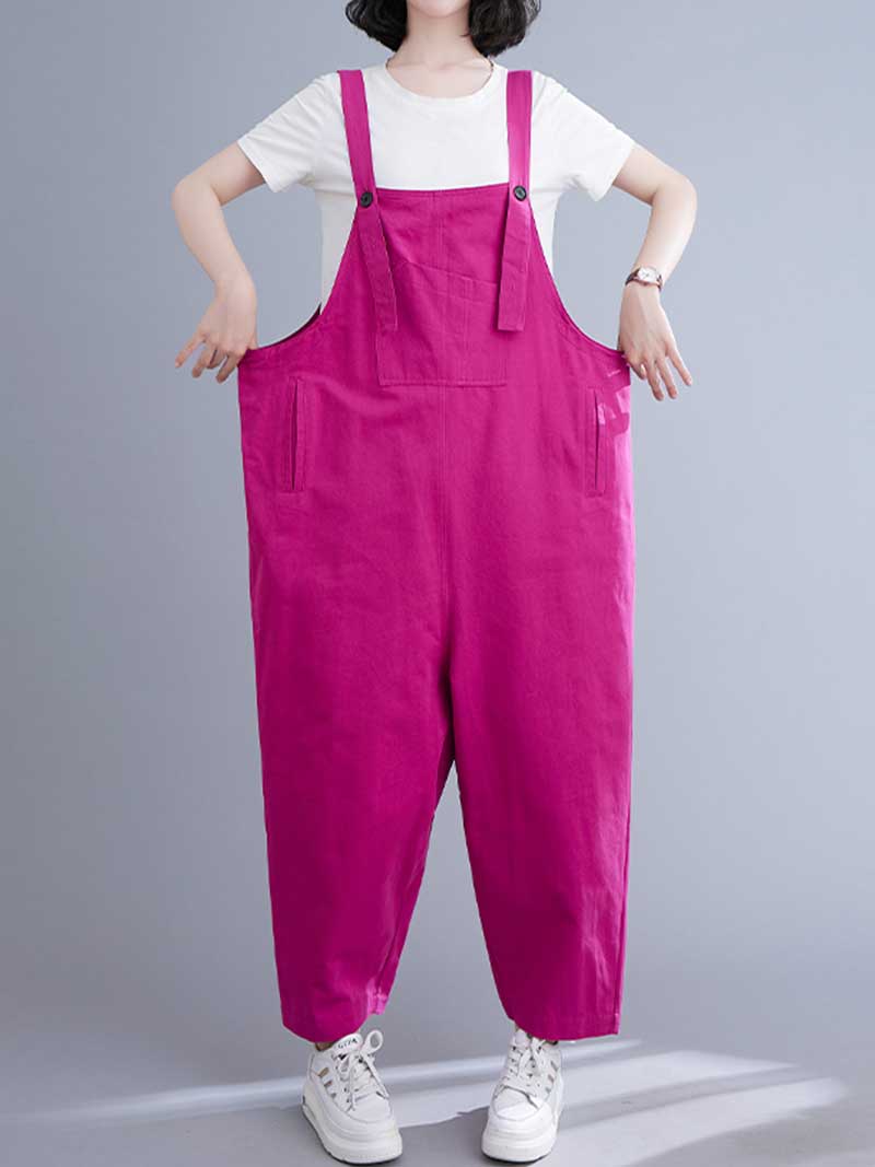 Western-style Plain Cotton Sleeveless Overalls Dungaree - Image 3