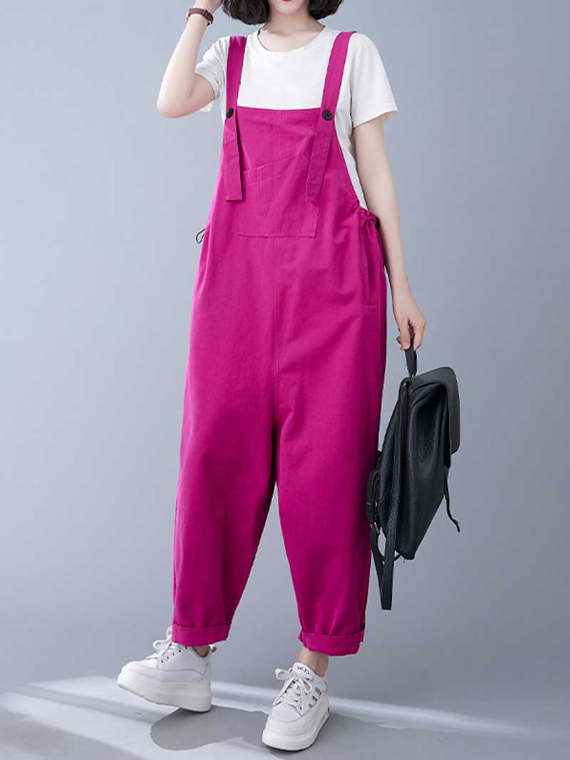 Western-style Plain Cotton Sleeveless Overalls Dungaree - Image 6