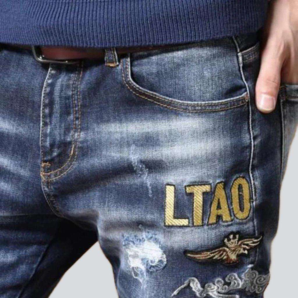Whiskered embroidery men's jeans - Image 5