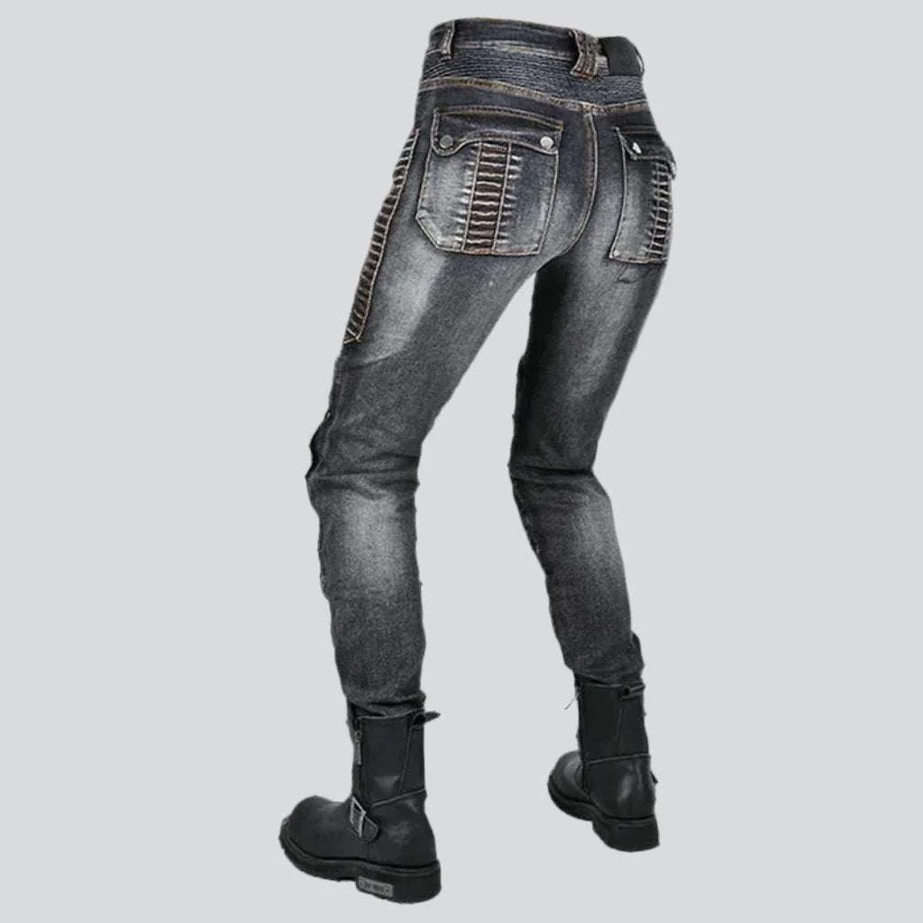 Whiskered men's biker jeans - Image 12