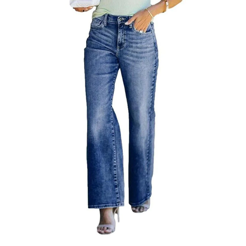 Whiskered women's wide leg jeans - Image 2