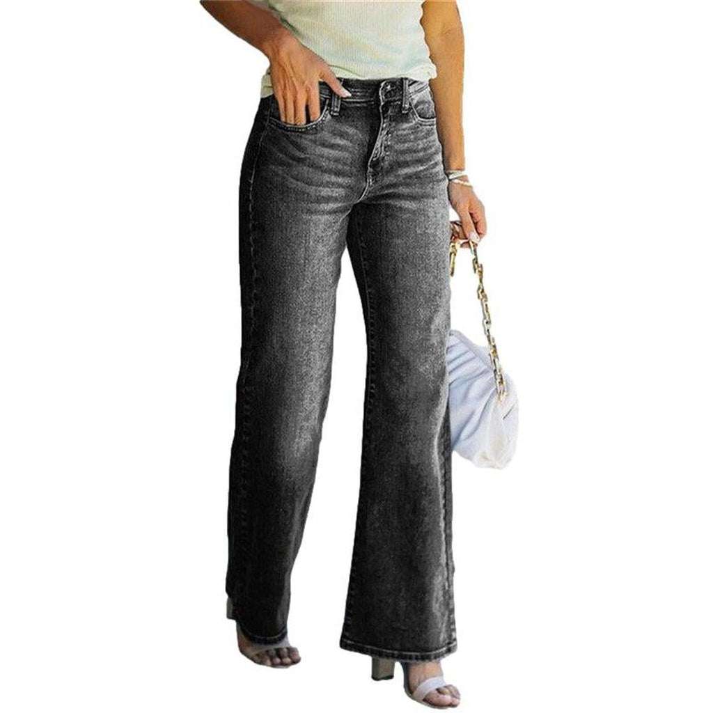 Whiskered women's wide leg jeans - Image 3