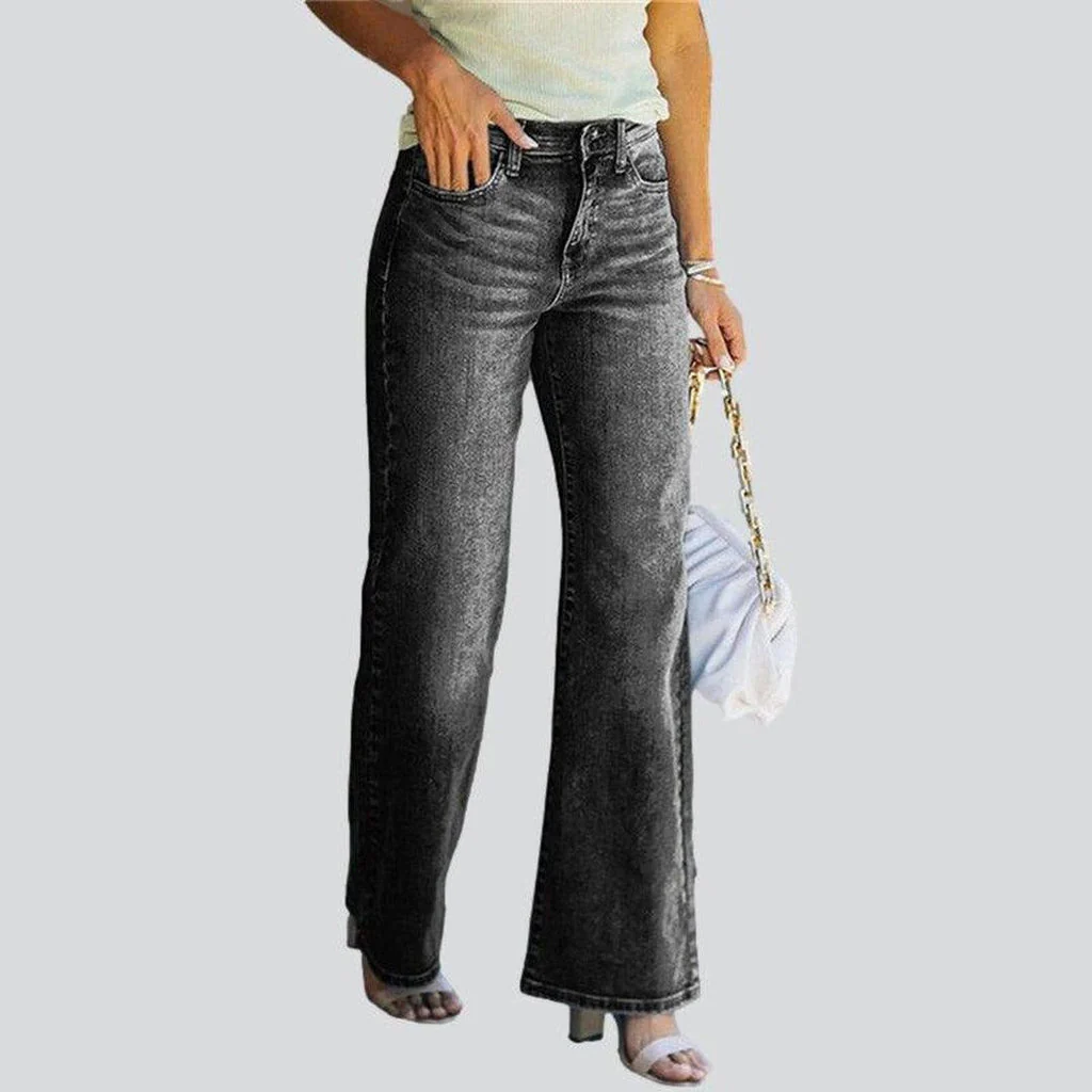 Whiskered women's wide leg jeans - Image 4
