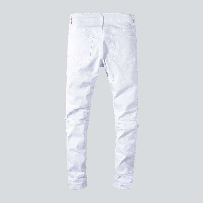 White biker jeans for men - Image 3