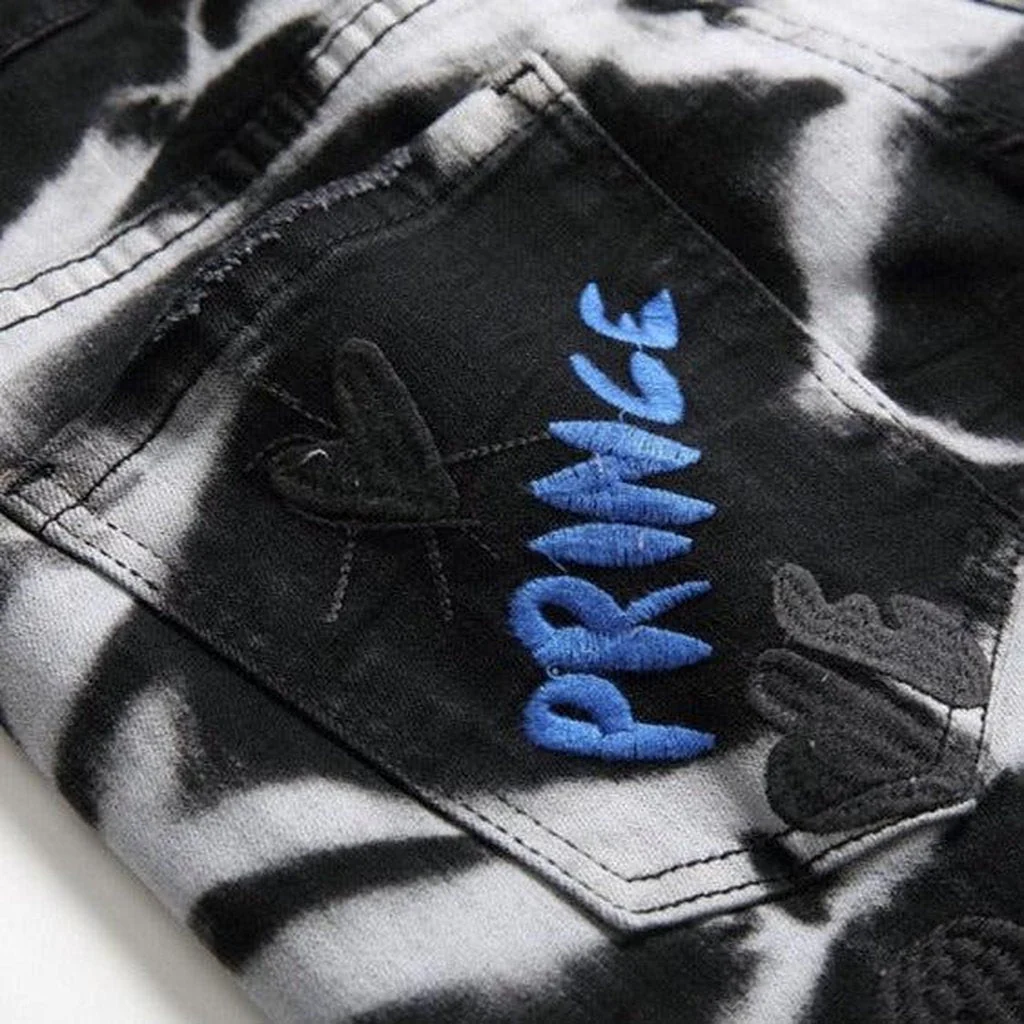 White bleach embroidered men's jeans - Image 11