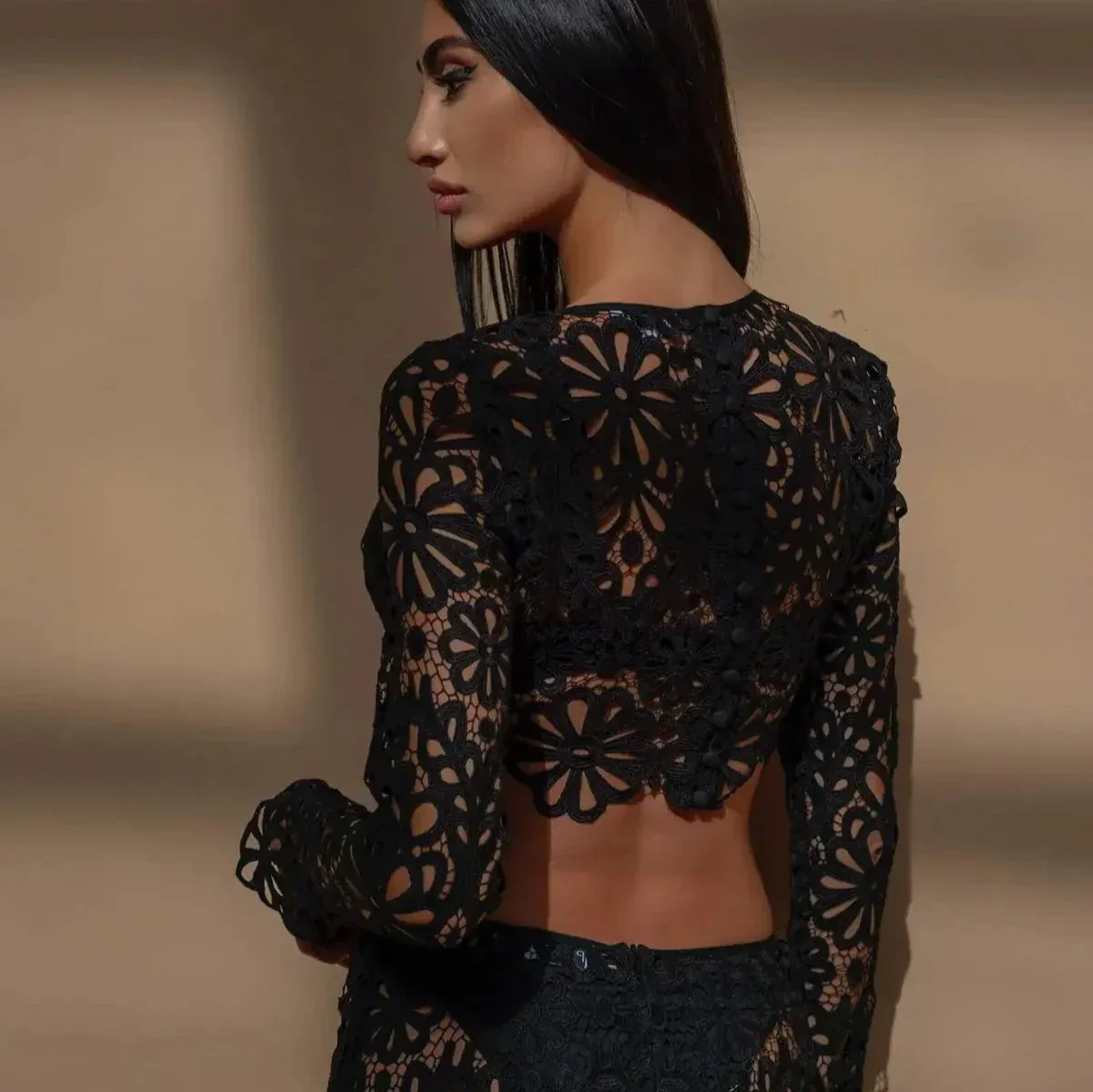 EMBROIDERY Hollow Out BEACH TOP and Skirt SET - Image 9