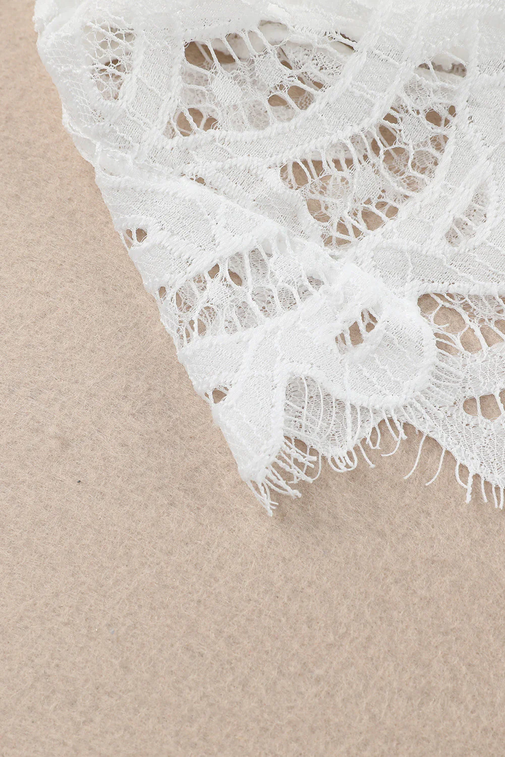 White Floral Lace Mesh Crochet Wide Strap V Neck Bralette - Image 7