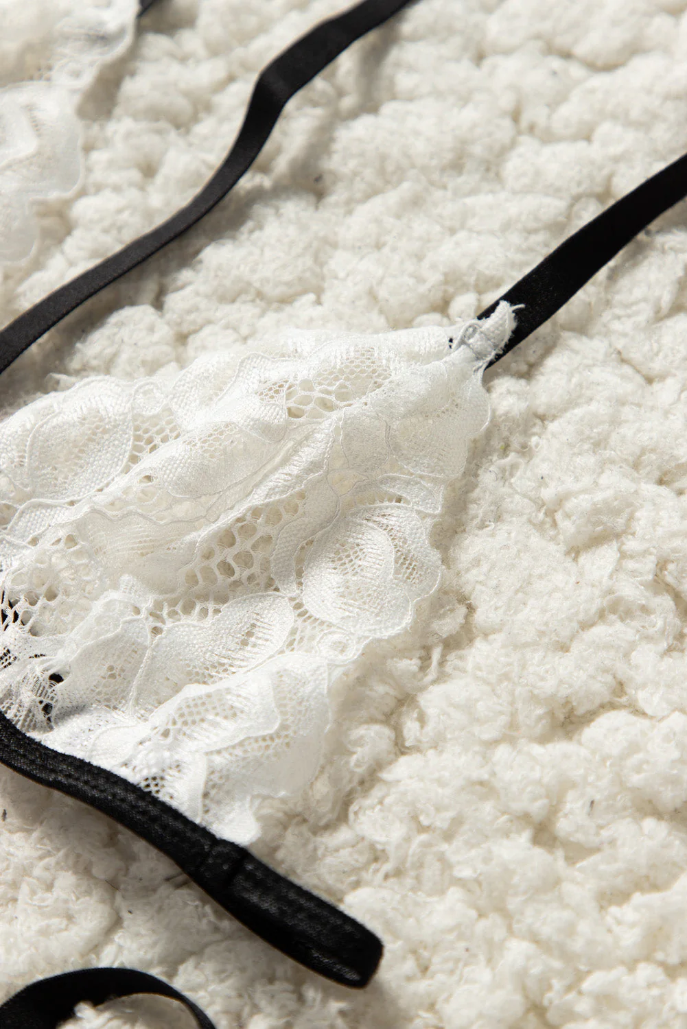 White Lace Halter Bralette And Strappy Thong Set - Image 15