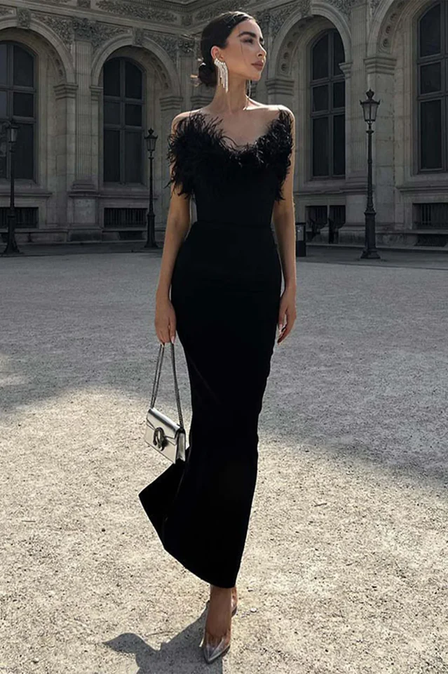Off Shoulder Fuzzy Maxi Dress - Image 6