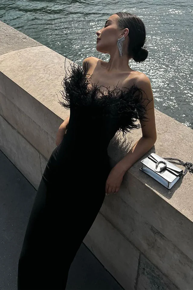 Off Shoulder Fuzzy Maxi Dress - Image 7