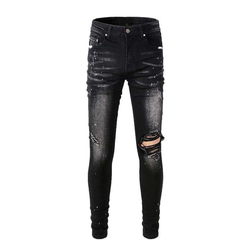White paint splatters men's jeans - Image 2