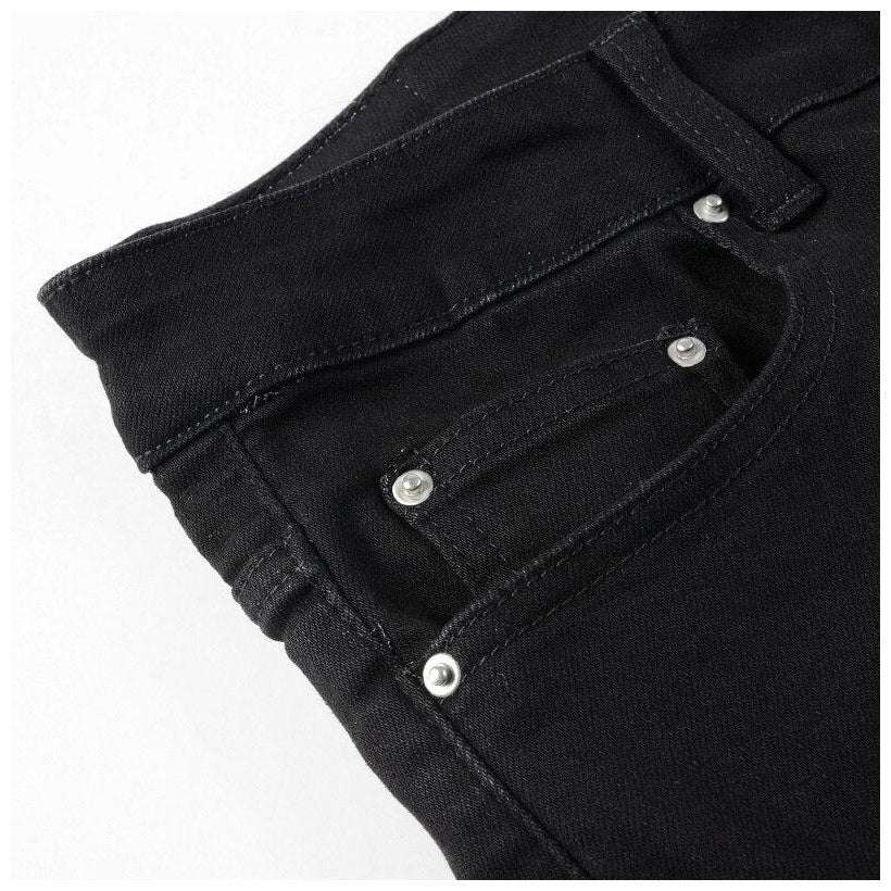 White patch ripped biker jeans - Image 6