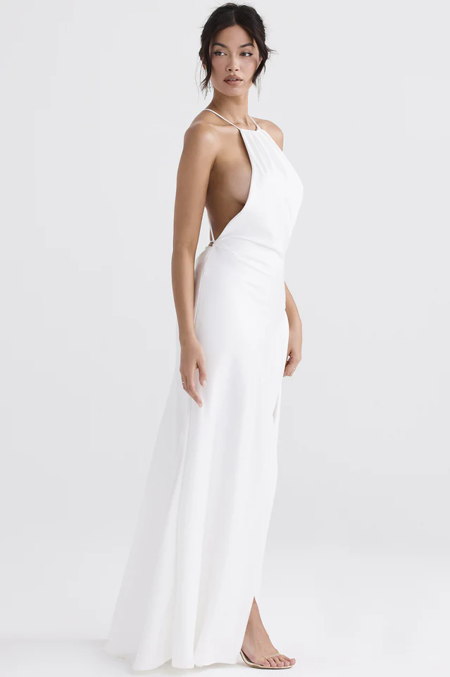 White Thigh Slit Maxi Dress - Image 5