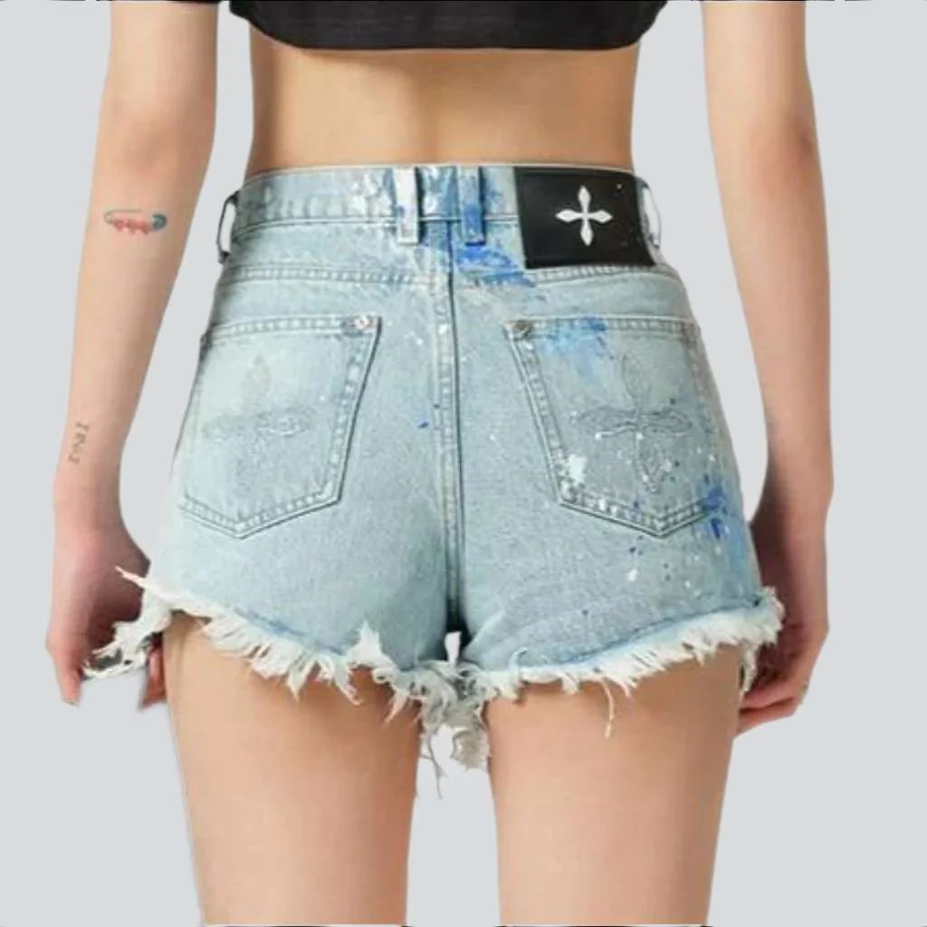 Wide distressed denim shorts - Image 3