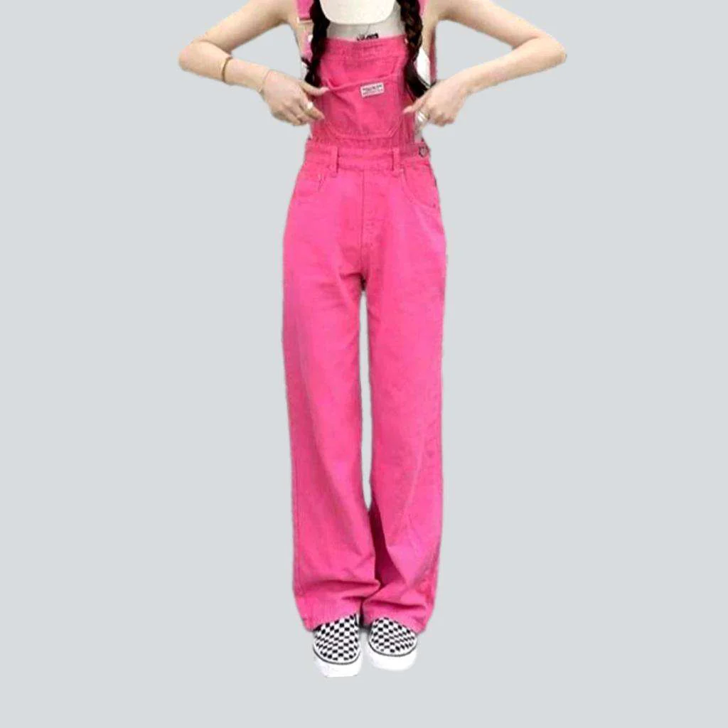 Wide-leg denim jumpsuit for ladies - Image 3