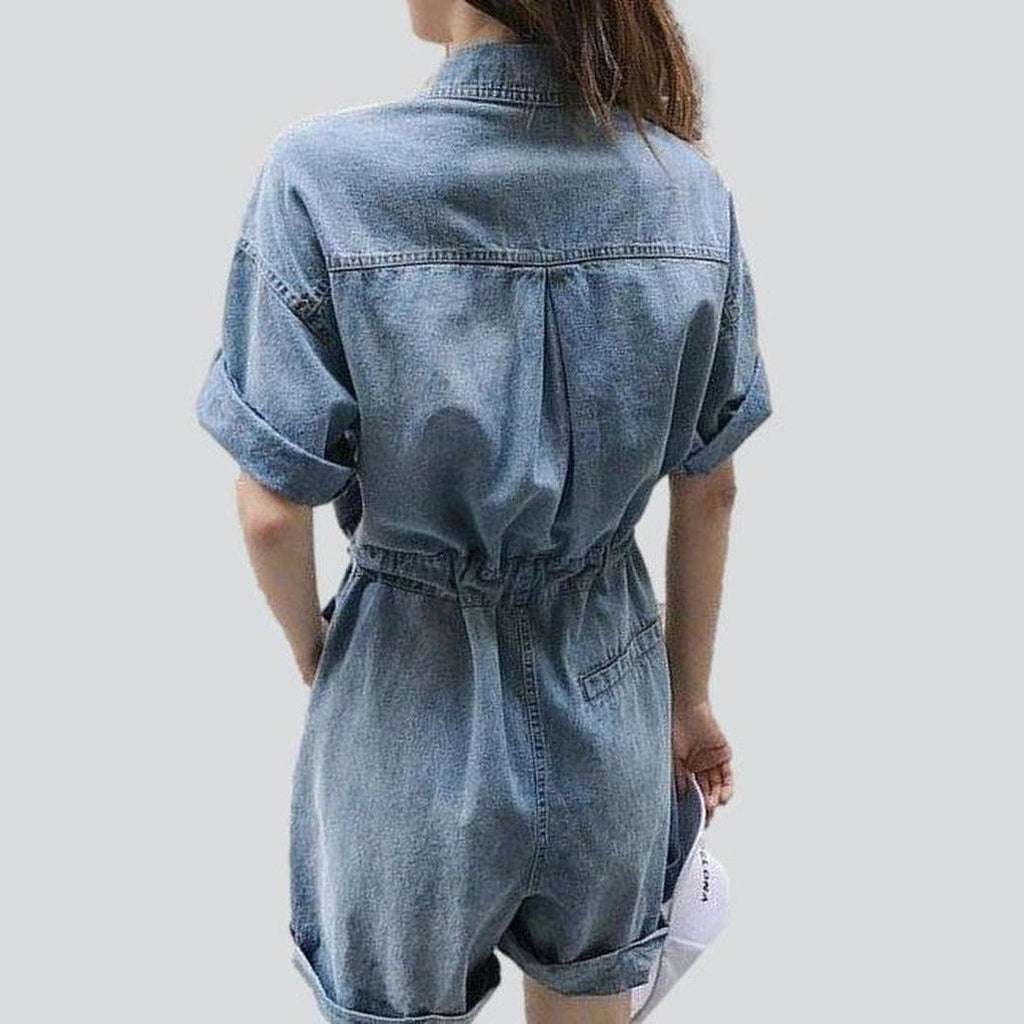 Wide leg denim overall shorts - Image 3