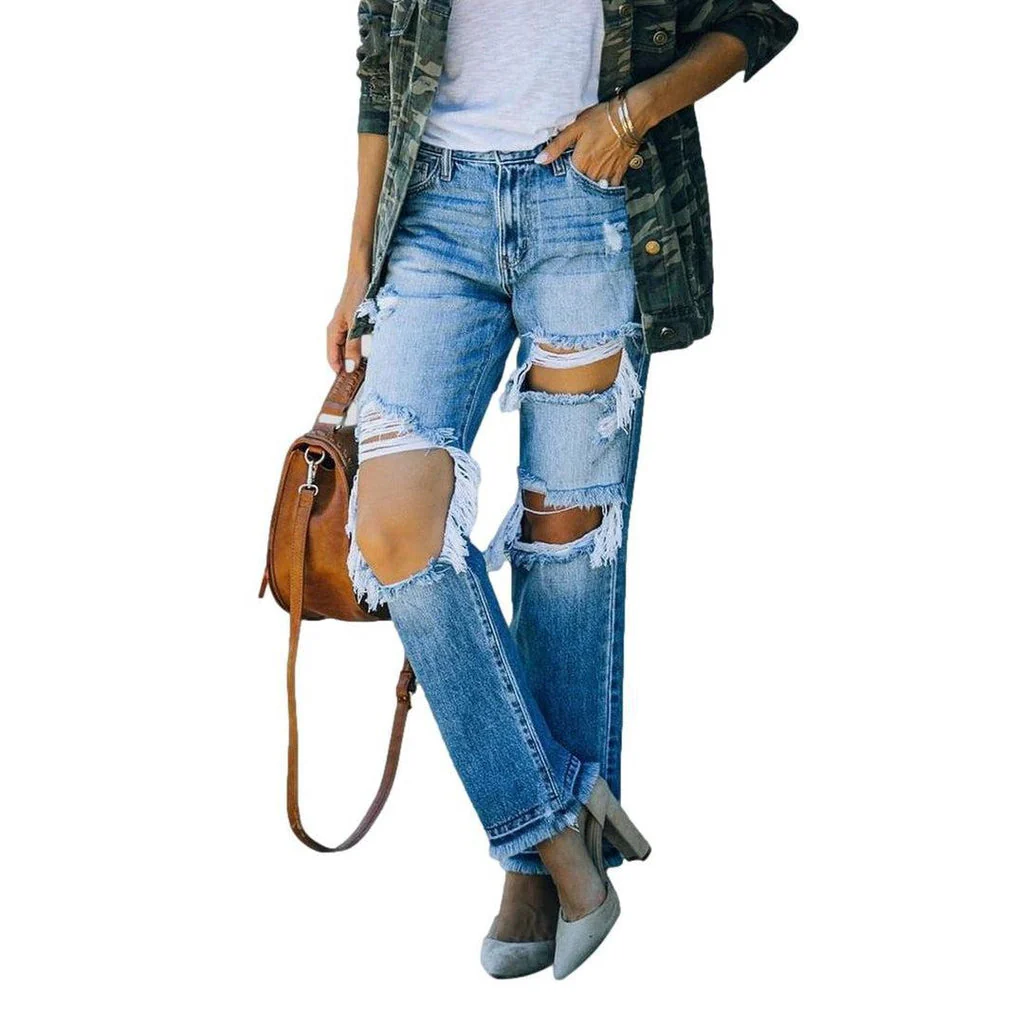 Wide leg distressed jeans - Image 2