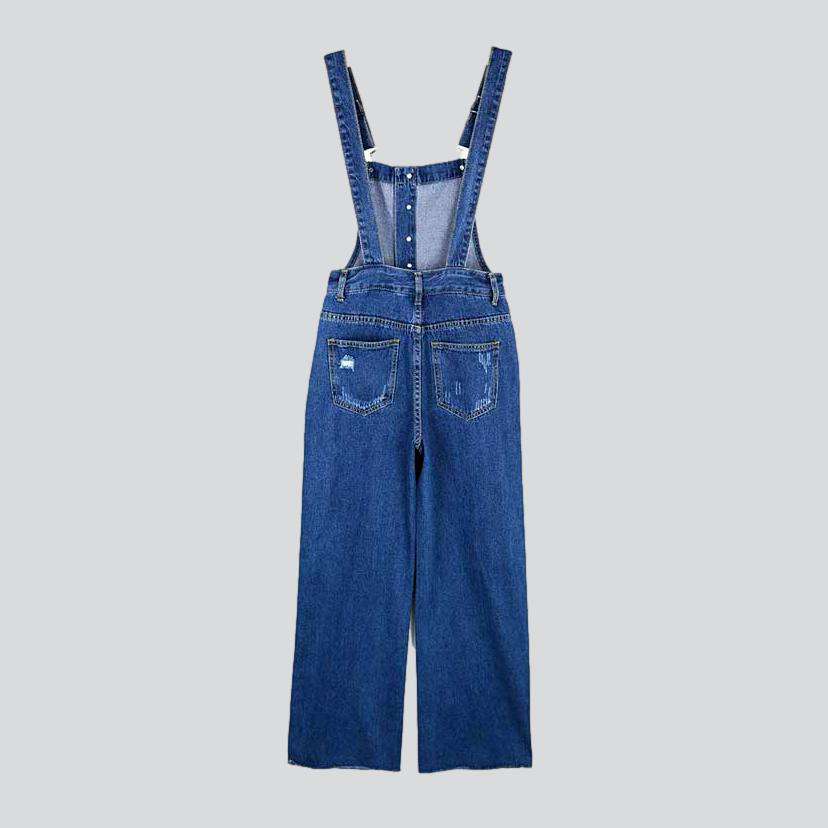 Wide-leg distressed women's denim jumpsuit - Image 11