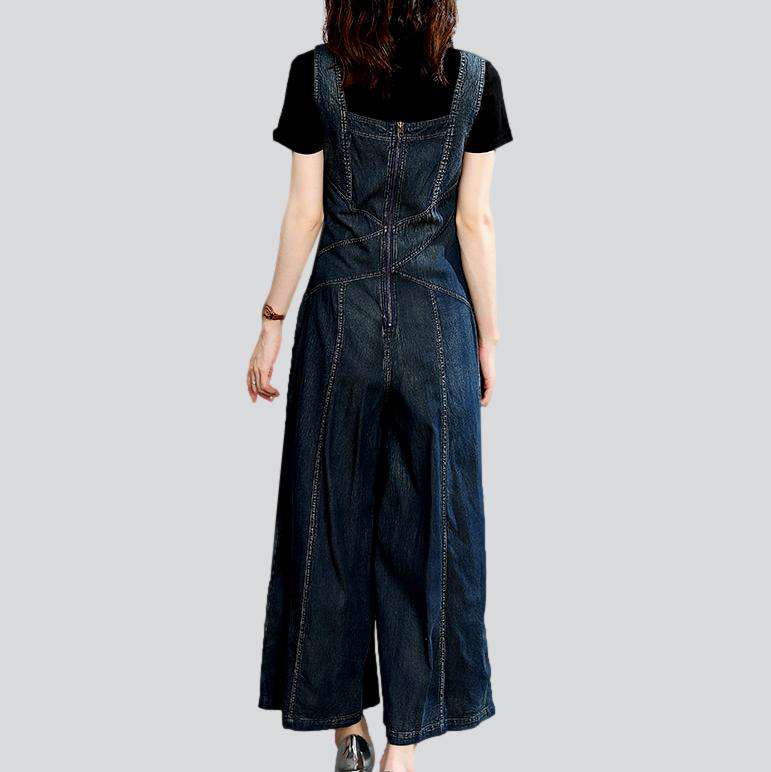 Wide-leg embroidered denim overall - Image 4