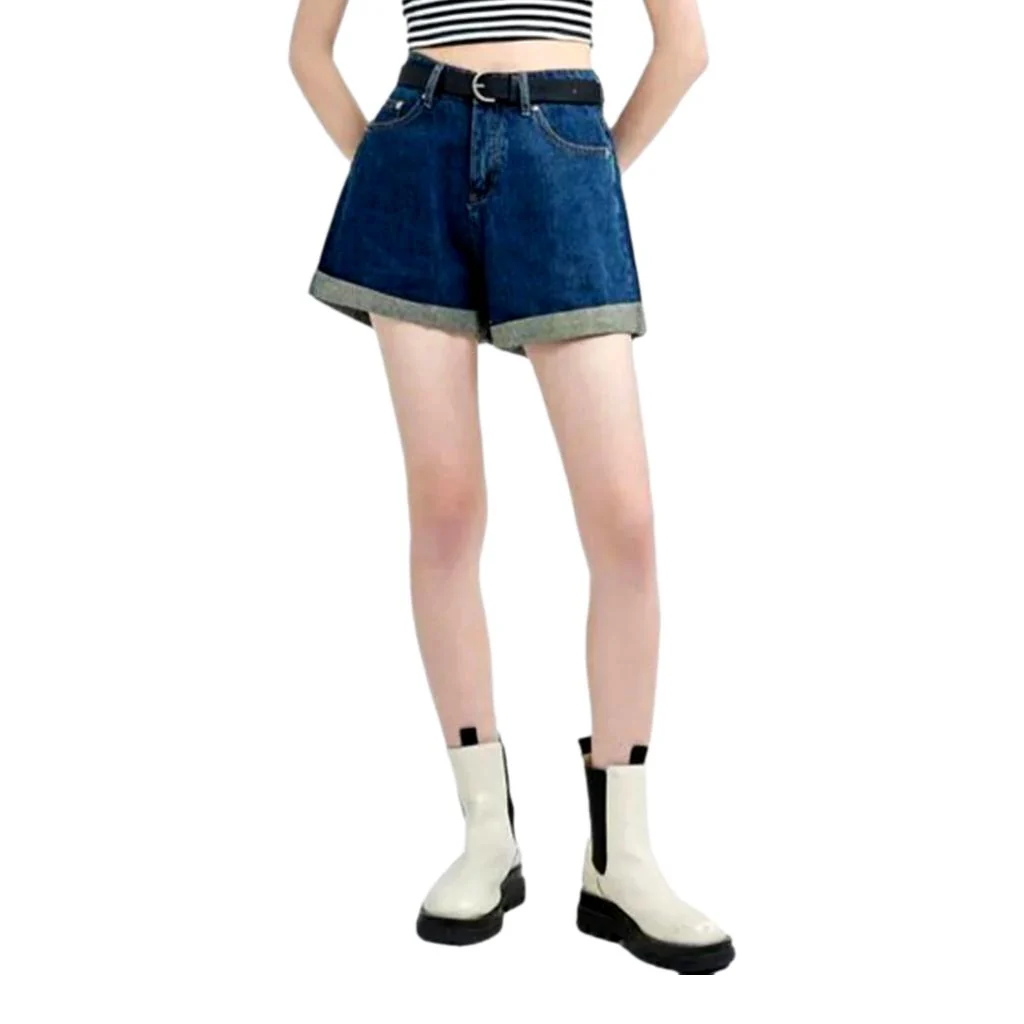 Wide-leg mid-wash denim shorts - Image 2