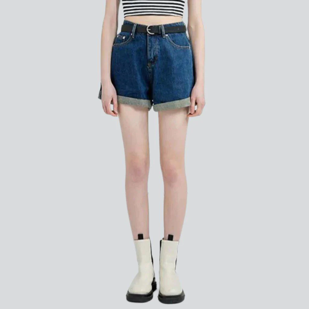 Wide-leg mid-wash denim shorts - Image 3