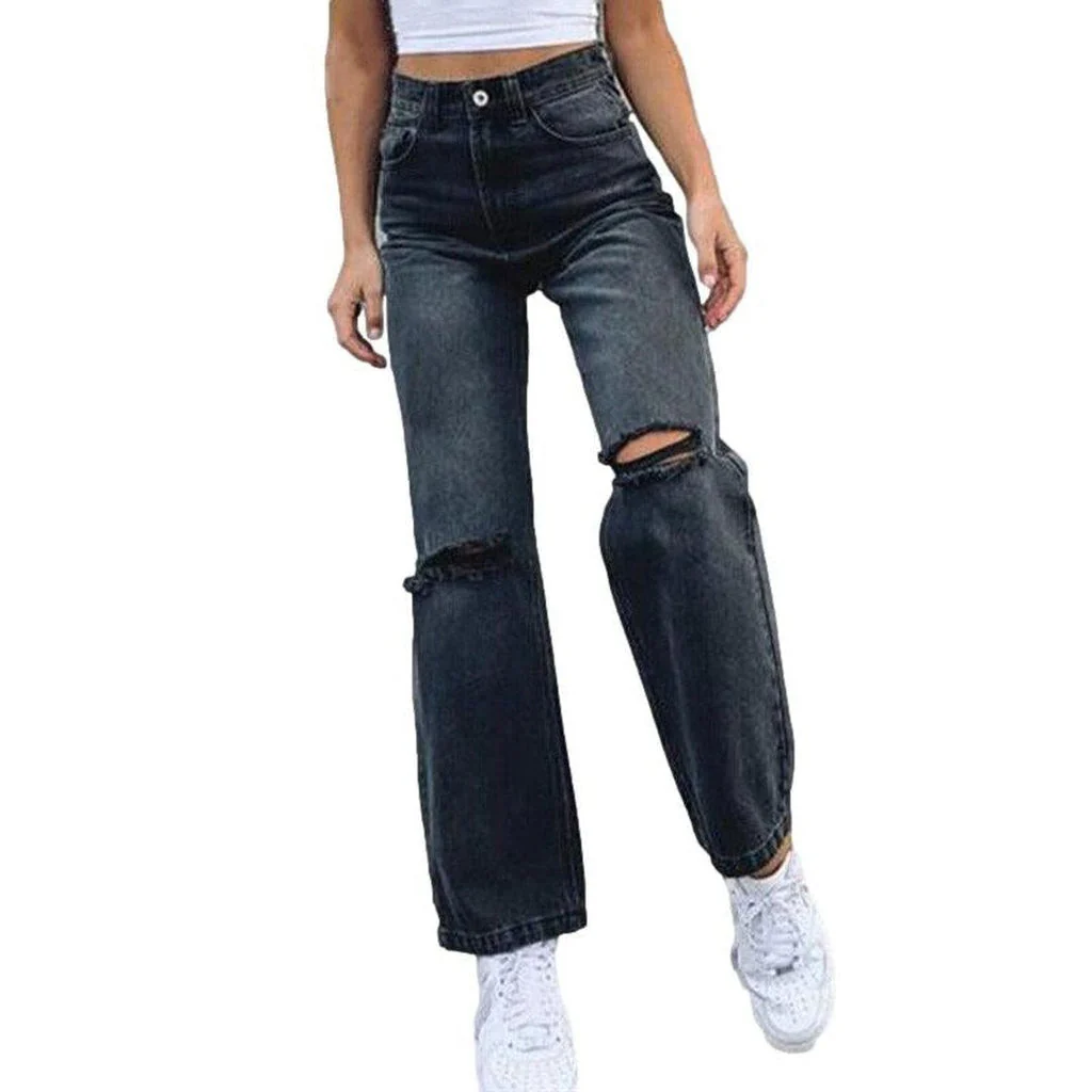 Wide leg ripped knees jeans - Image 2