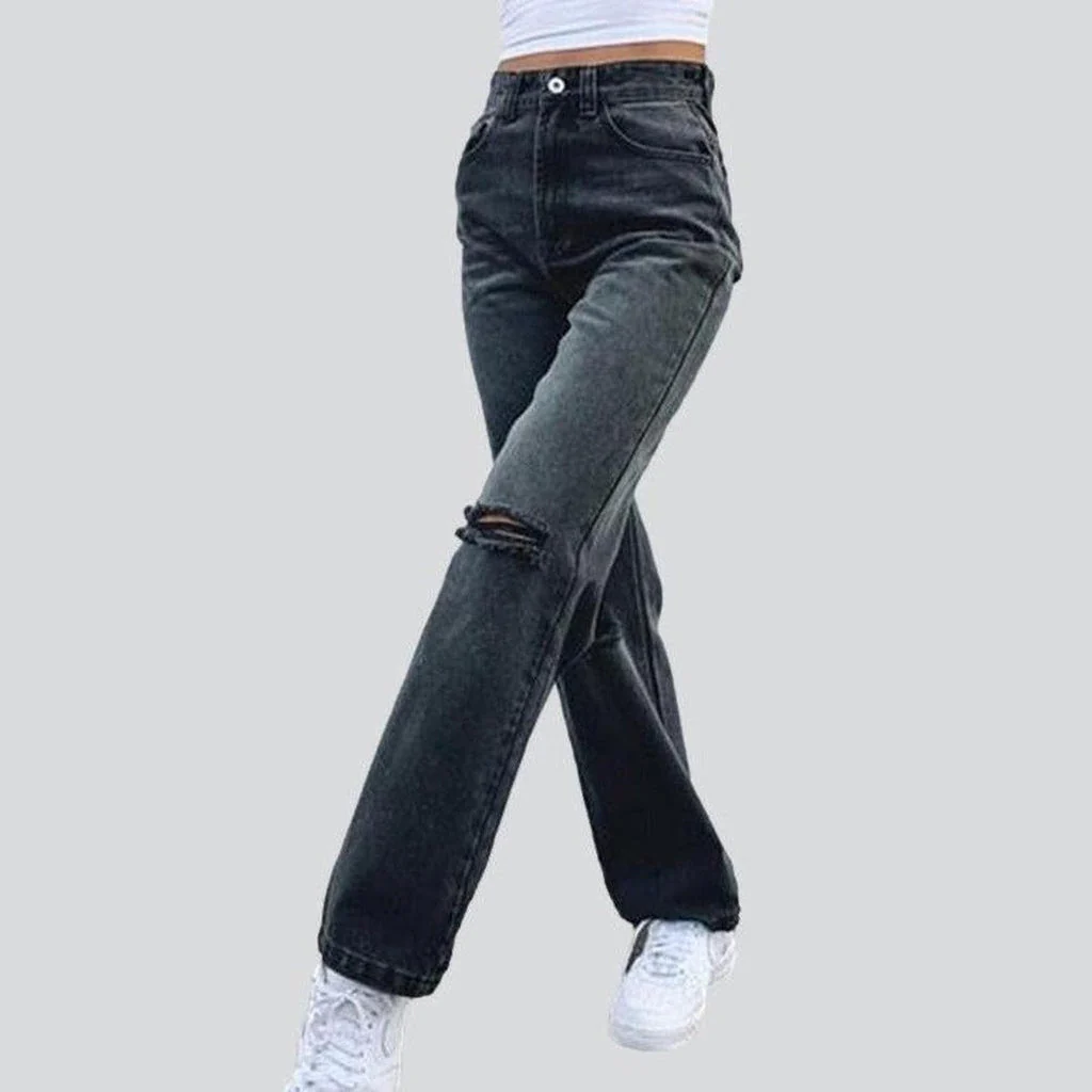 Wide leg ripped knees jeans - Image 3